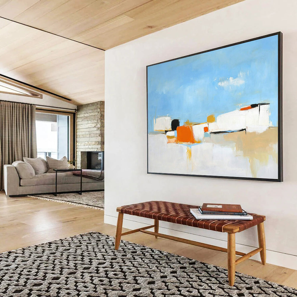 Blue Sky with Abstract Shapes - “Coastal Abstraction” Painting On Canvas HB1447