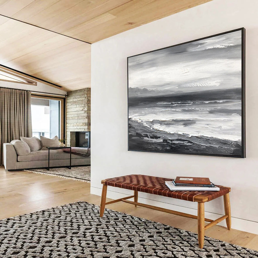 Dramatic Hand - Painted Textured Abstract Painting for Entryway & Living Room DKH632