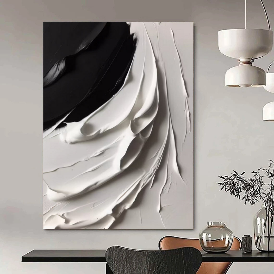 Custom Vertical Hand - Painted Large Abstract Canvas for Office and Entryway DKH1670