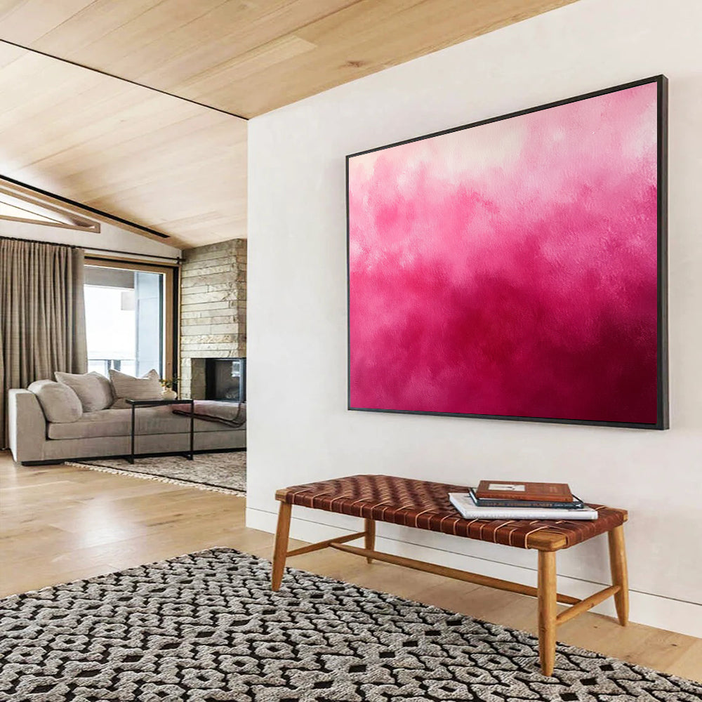 “Pink Gradient Dream” - Pink, White - Soft Gradient Texture - Acrylic Painting HB1296