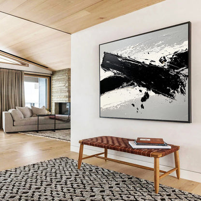 “Expressive Black & White Strokes” - Blacks, Whites, Grays, Abstract Brushstrokes - Acrylic Painting HB1621