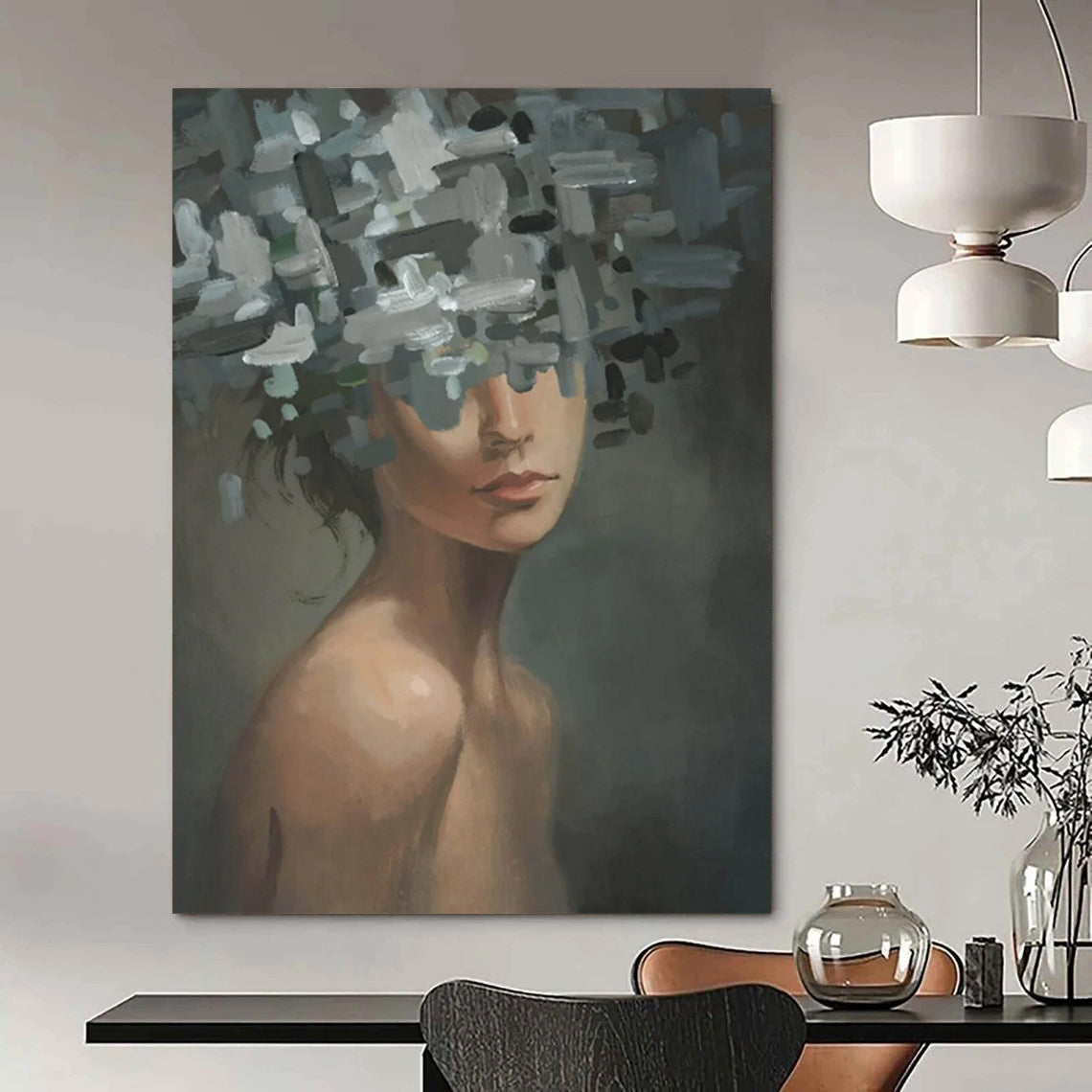 Large Custom Abstract Paintings: Textured Details for Bedroom & Bar DTP328