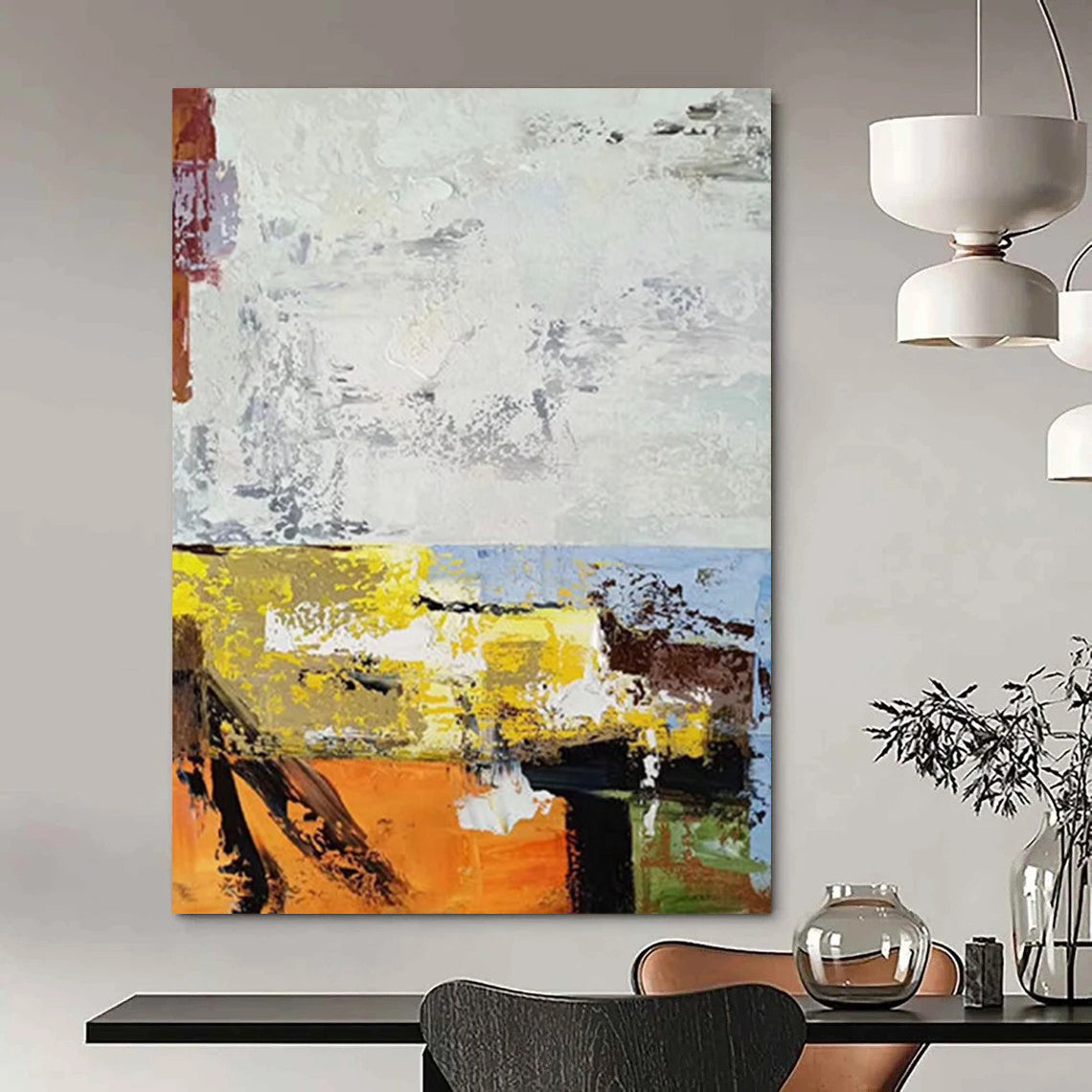 Super - Sized Hand - Painted Custom Abstract Canvas for Living Room and Office DTP019