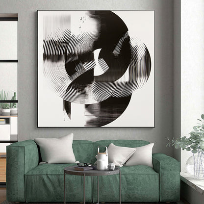 Black & White Intertwined Rings - “Infinite Mobius Dance” Painting On Canvas HB187