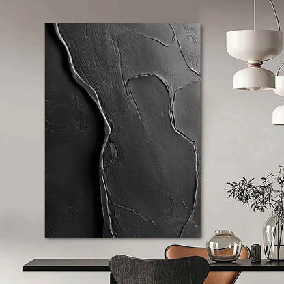 Contemporary abstract artwork featuring textured black paper blending into human body contours rich in detail and depth. DLZ1204
