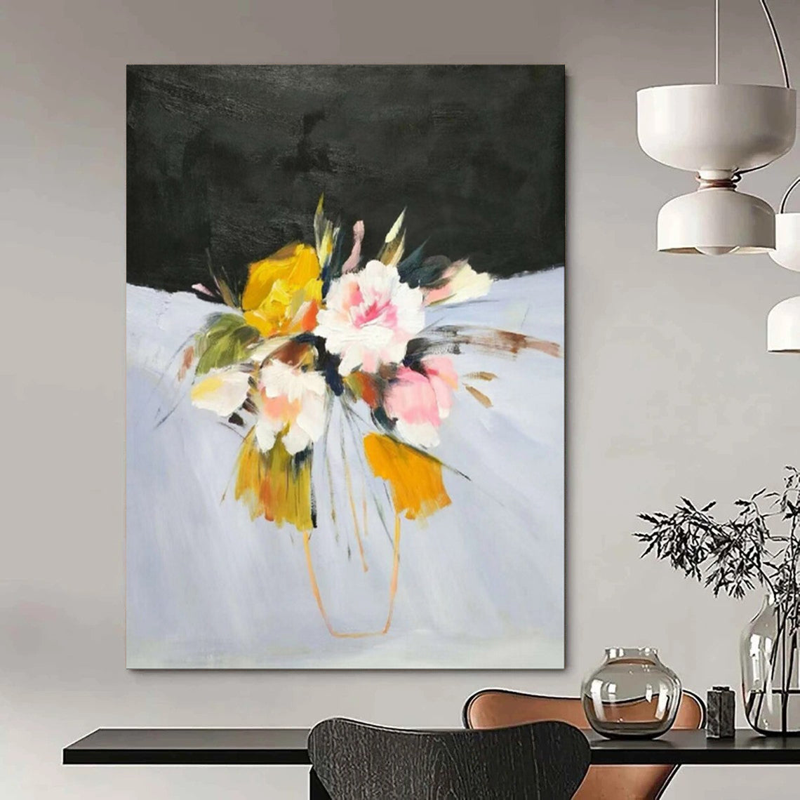 Rustic & Cozy Hand-Painted Custom Abstract Painting for Bedroom & Hallway LargeART1995