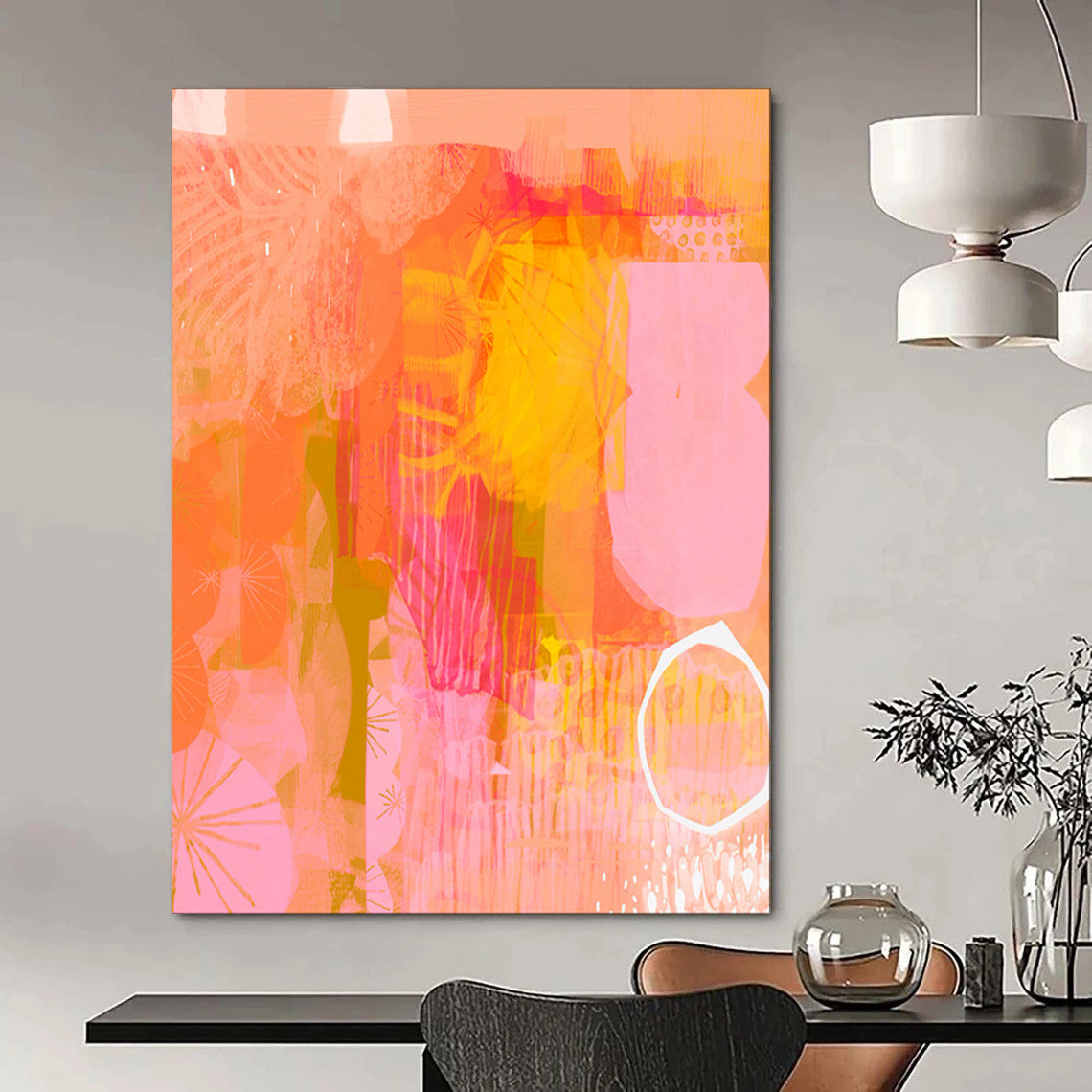 Luminous & Glowing Hand-Painted Custom Abstract Painting for Living Room & Entryway LargeART2003