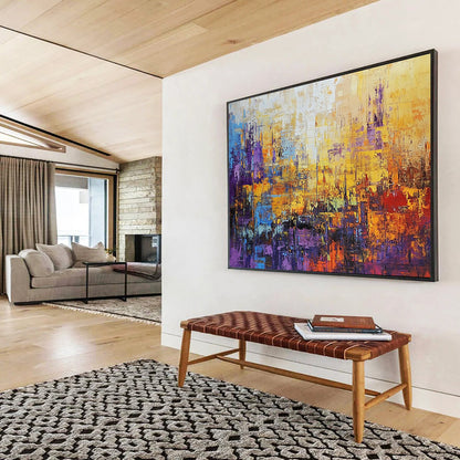 “Colorful Abstract City” - Purple, Orange, Blue, Abstract Cityscape HB1131