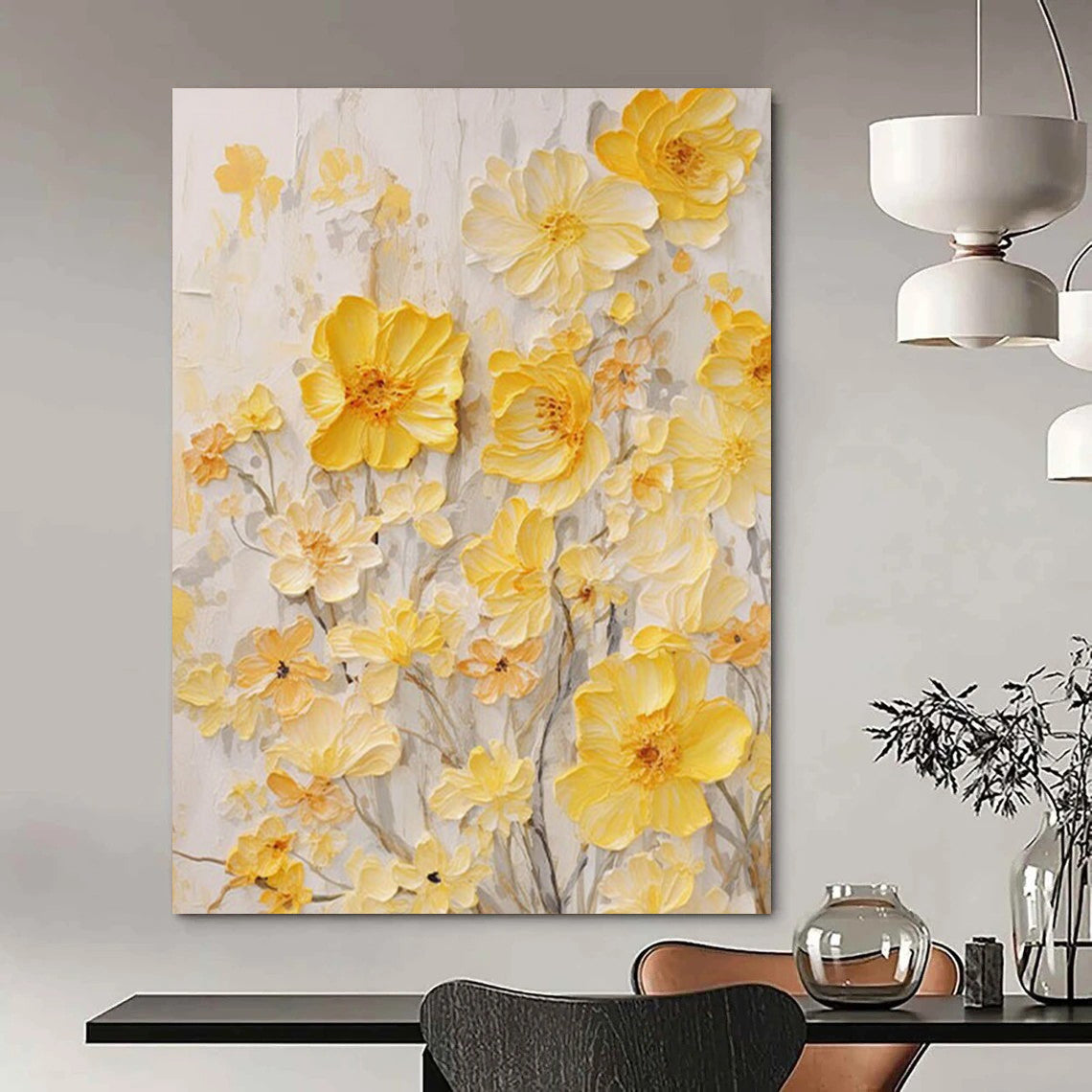 Handmade Large-Scale Abstract Paintings: Textured Beauty for Dining Room & Office DTP289