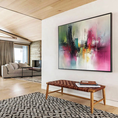 “Colorful Cityscape Abstract” - Vibrant Colors, City Forms - Painting On Canvas HB1410