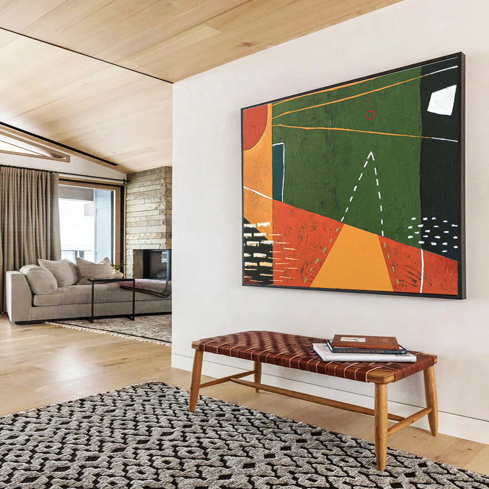 Oversized Hand - Painted Abstract Wall Decor for Hallway & Living Room DKH558