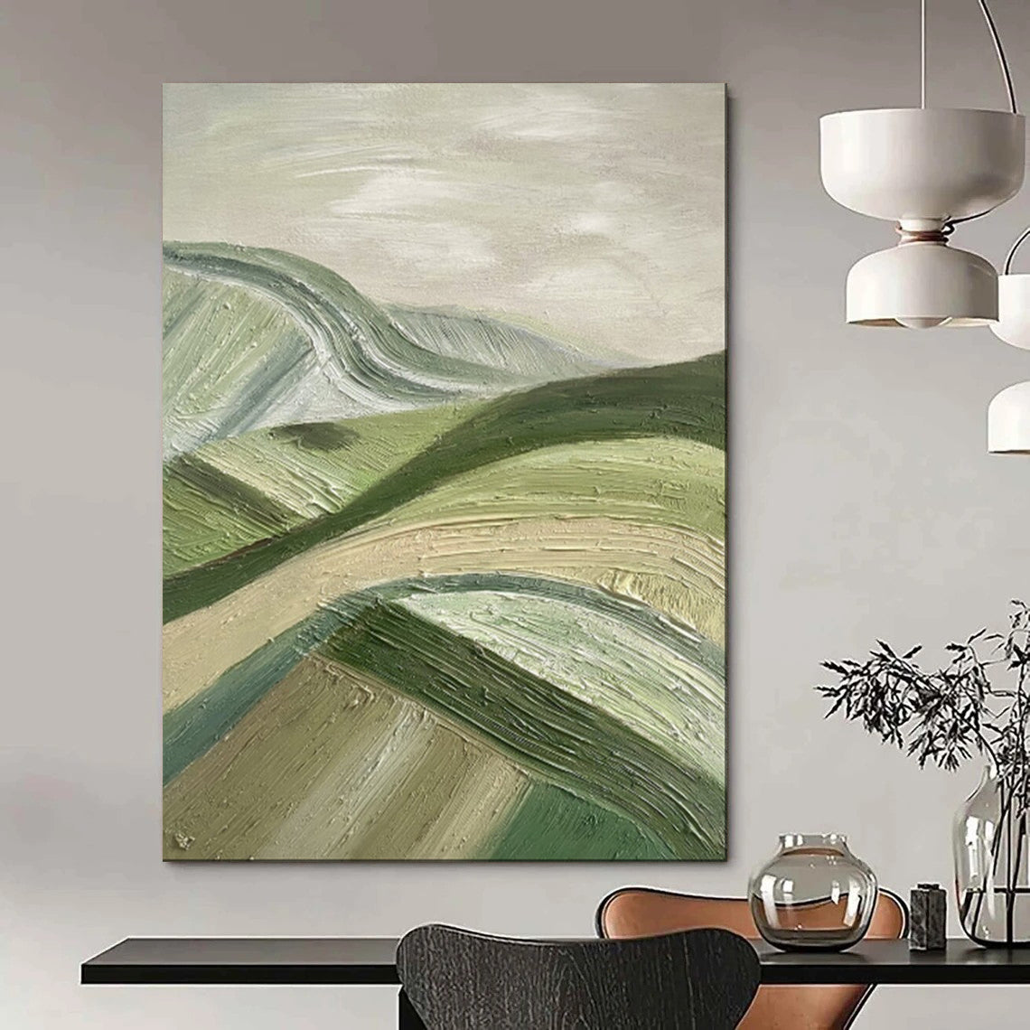 Subtle & Understated Hand-Painted Custom Abstract Painting for Office & Hallway LargeART1988