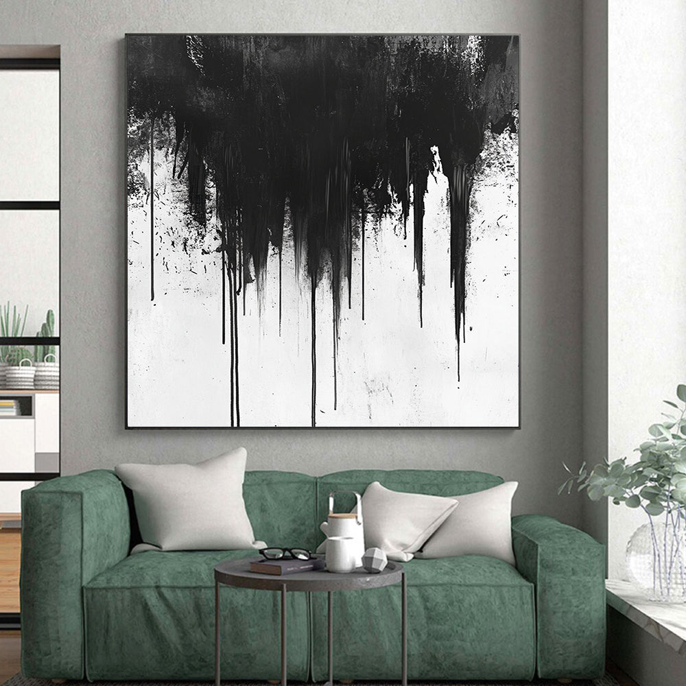 Black Dripping Paint "Gothic Drip" Painting On Canvas HB302