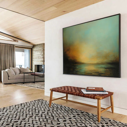 “Soft Coastal Sunset” - Blue, Orange, Muted Coastal Sunset Painting On Canvas HB0894