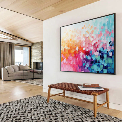 “Colorful Cubist Dots” - Rainbow Colors, Cubist Dots - Painting On Canvas HB1408