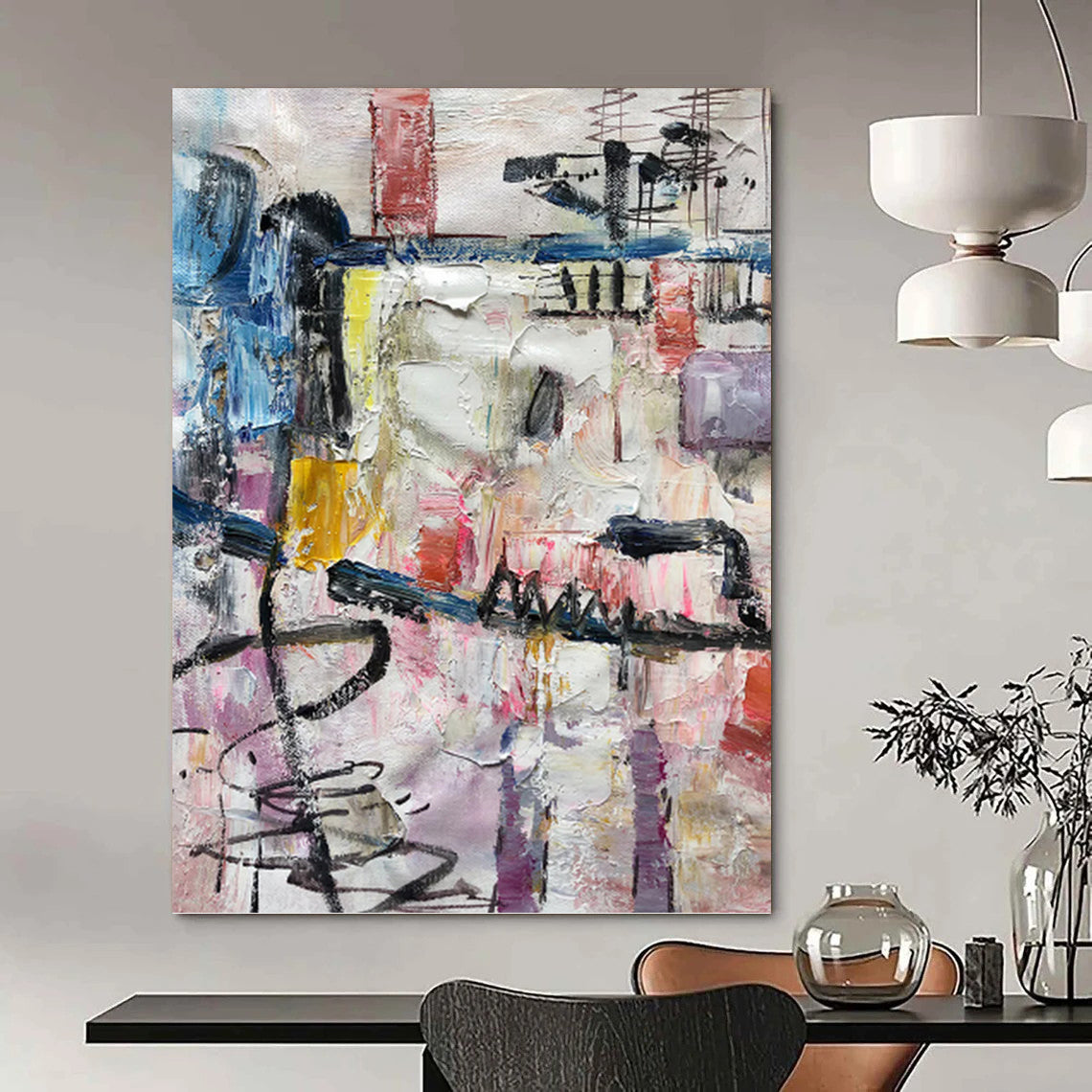 Opulent Hand - Painted Textured Abstract Mural for Bar & Hotel DKH1268