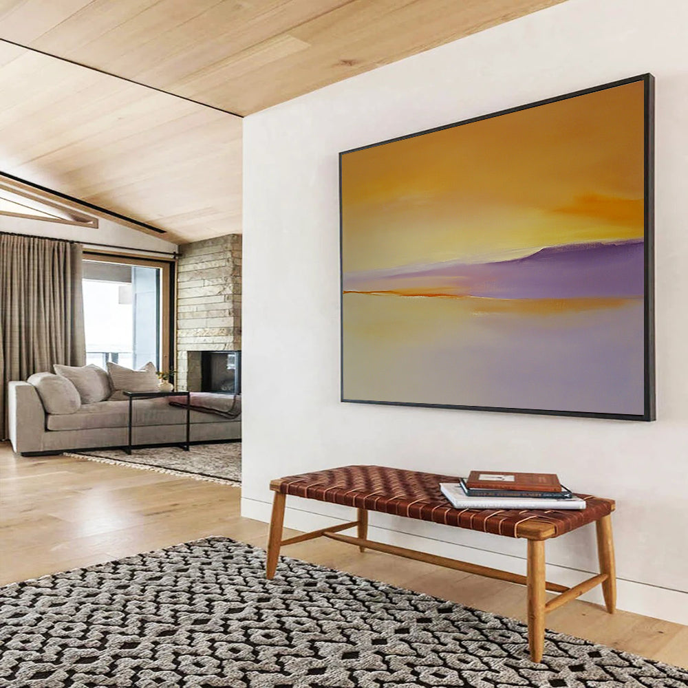 “Sunset Horizons” - Orange, Purple, Yellow, Abstract Dusk - Color - Field Acrylic Painting HB1508