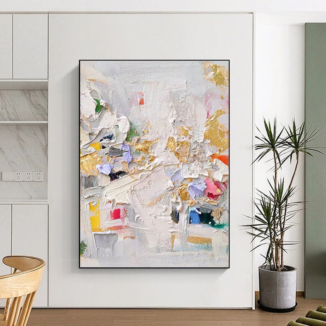 Oversized Modern Abstract Canvas for Contemporary Living Room Media Wall