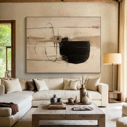 Gigantic Hand-Applied Abstract Painting for Home Library Knowledge Wall