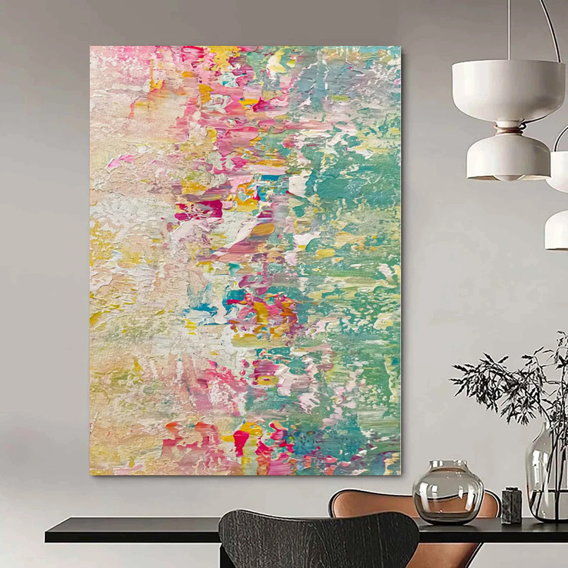 Super-Sized Hand-Painted Modern Abstract Wall Decor for Bedroom Canopy Beds