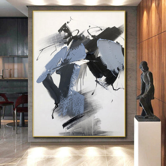Custom Large Hand-Painted Abstract Canvas for Pet Nook Feature Wall