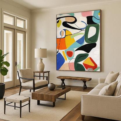 Oversized Custom-Made Hand-Painted Abstract Canvas for Attic Storage Wall LargeART0625