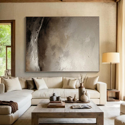 Vast Minimalist Hand-Painted Abstract Art for Sunroom Serenity Wall