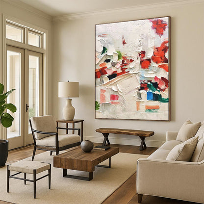 Monumental Modern Abstract Painting for Contemporary Kitchen Breakfast Nook Feature Wall