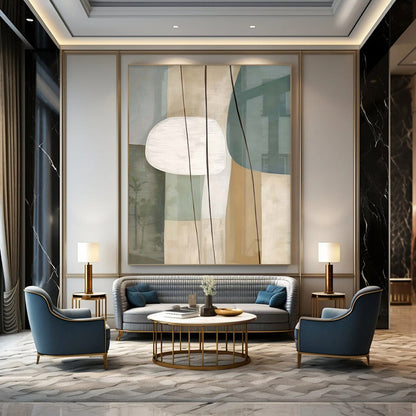 Extra-Vast Hand-Painted Modern Abstract Artwork for Family Home Indoor Swimming Pools