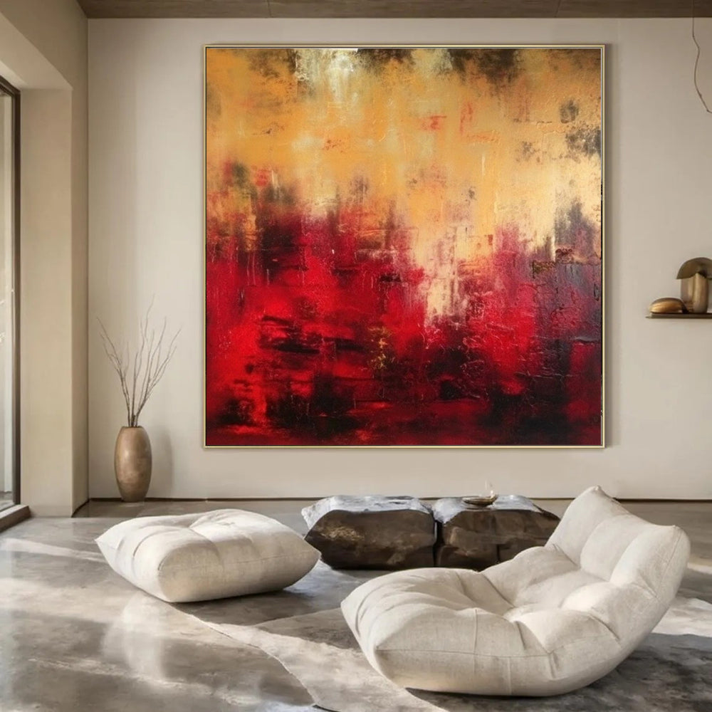 Oversized Hand-Painted Modern Abstract Mural for Boutique Hotel Spa Treatment Rooms