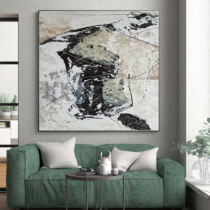 Immense Hand-Painted Abstract Art for Basement Entertainment Area