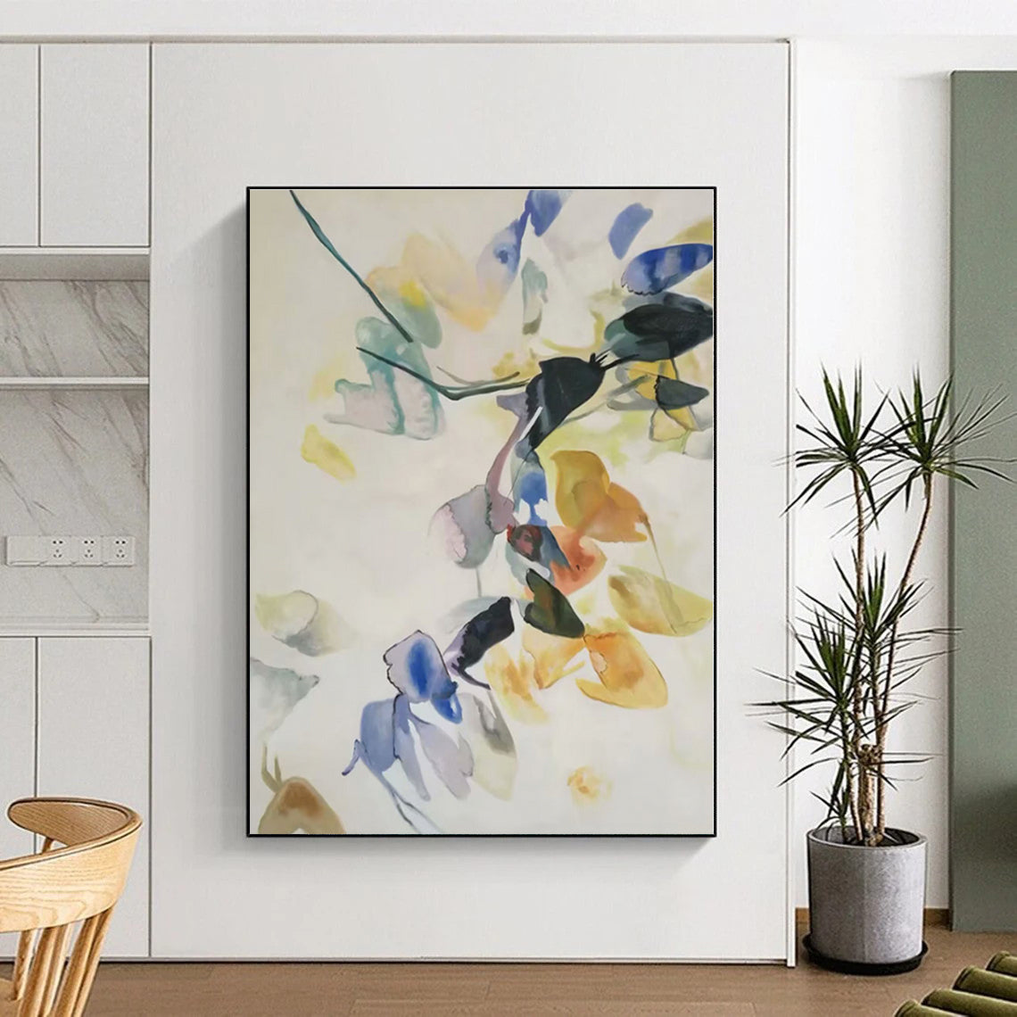 Huge Hand-Painted Abstract Canvas for Dining Room Buffet Feature Wall