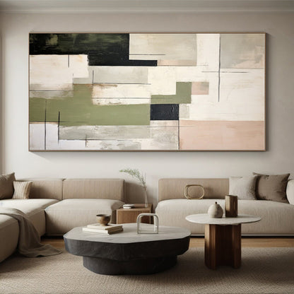 Oversized Personalized Abstract Painting for Home Office Zoom Background Wall