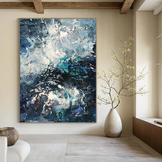 Custom Hand-Painted Abstract Mural for Living Room and Hotel Outdoor Terraces