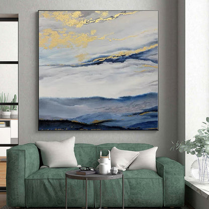 Custom Giant Hand-Painted Abstract Canvas for Bathroom Vanity Feature Wall LargeART0584