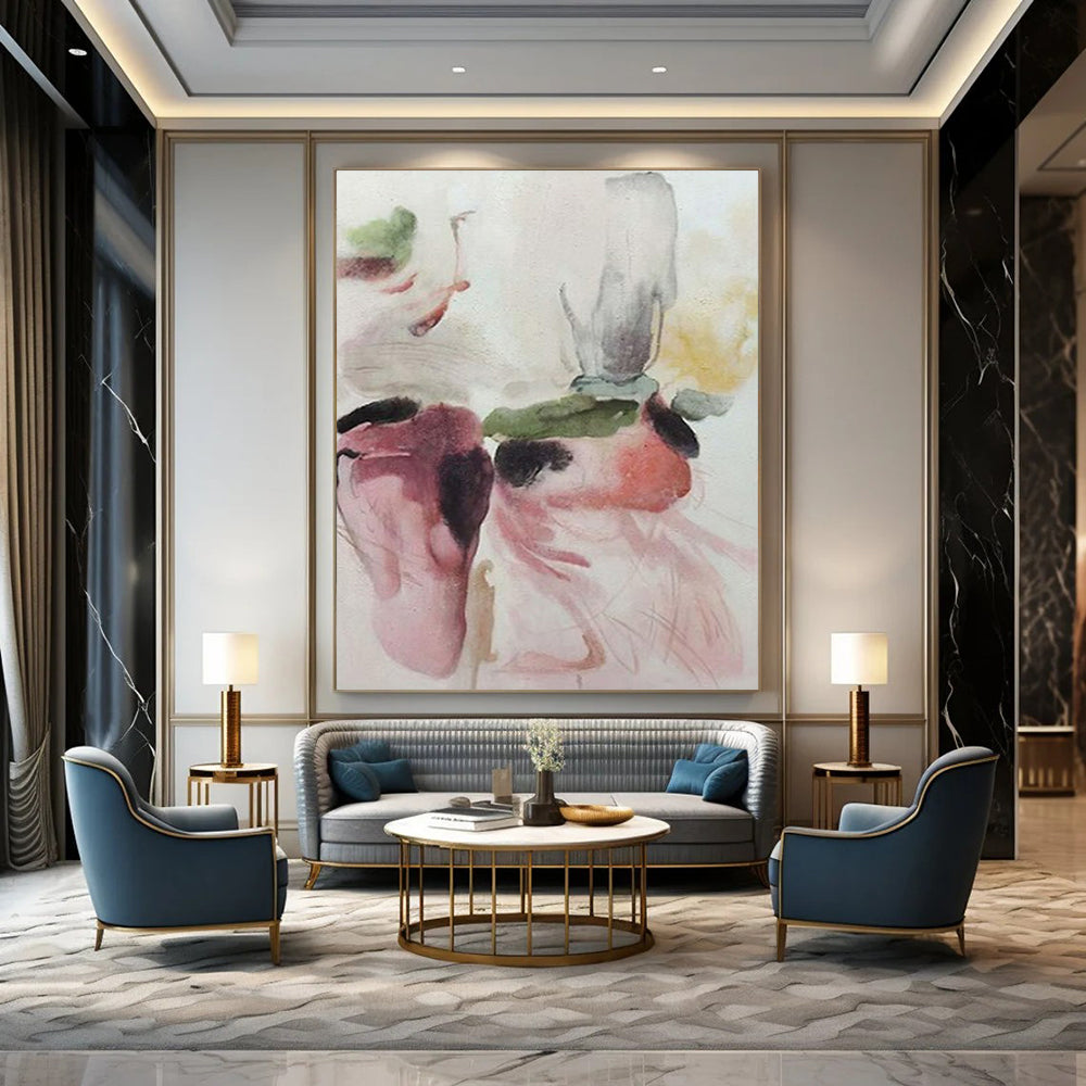 Huge Hand-Painted Contemporary Abstract Painting for Family Home Sunrooms