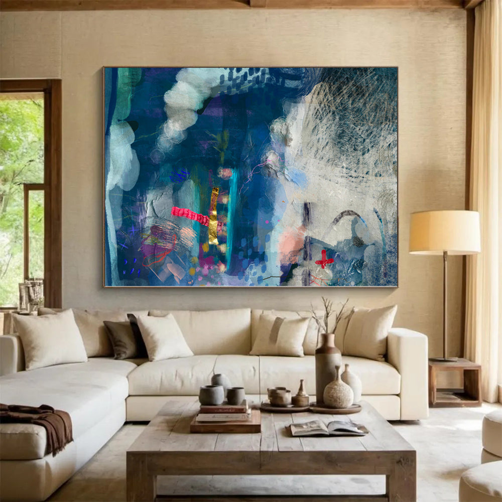 Immense Hand-Painted Abstract Wall Art for Co-Working Spaces
