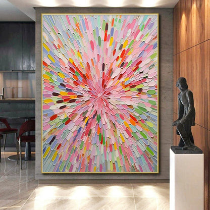 Oversized Hand-Painted Abstract Canvas for Living Room Media Wall