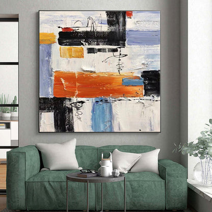 Large-Scale Bespoke Abstract Art for Guest Room Fireplace Mantel Wall