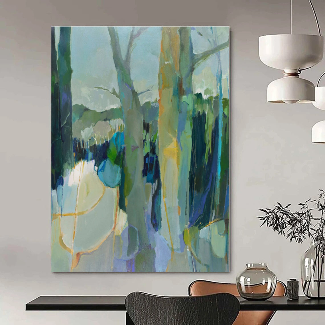 Oversized Custom Hand-Painted Abstract Canvas for Office Boardrooms