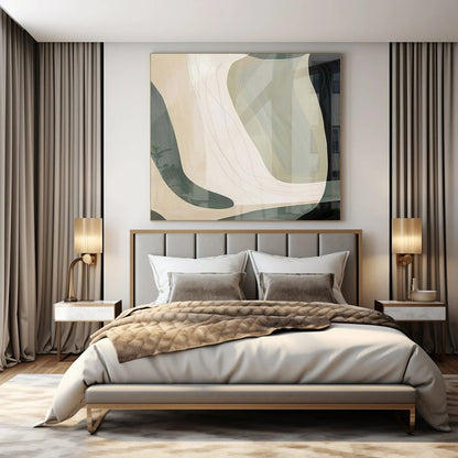 Oversized Hand-Painted Modern Abstract Mural for Family Home Homework Zones