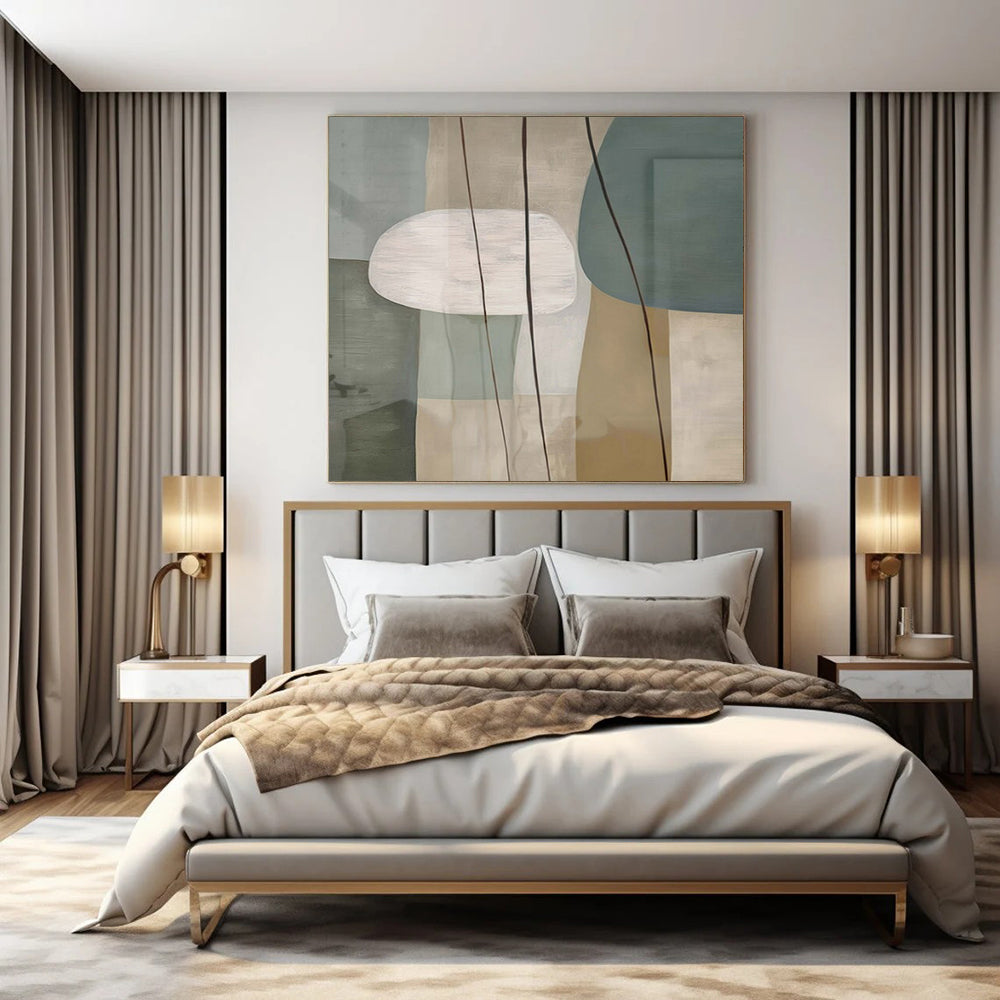 Colossal Hand-Painted Contemporary Abstract Canvas for Family Home Foyers