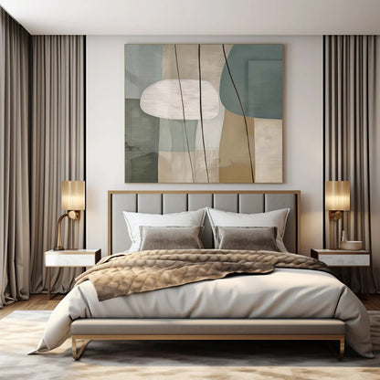 Colossal Hand-Painted Contemporary Abstract Canvas for Family Home Foyers