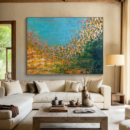 Custom Grand Abstract Grid Art - Hand-Painted Acrylic for Modern Office Atriums