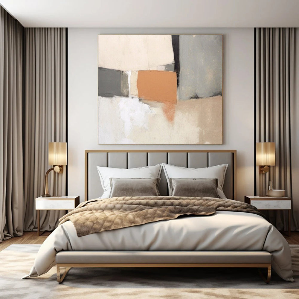 Oversized Hand-Painted Contemporary Abstract Mural for Family Dining Halls