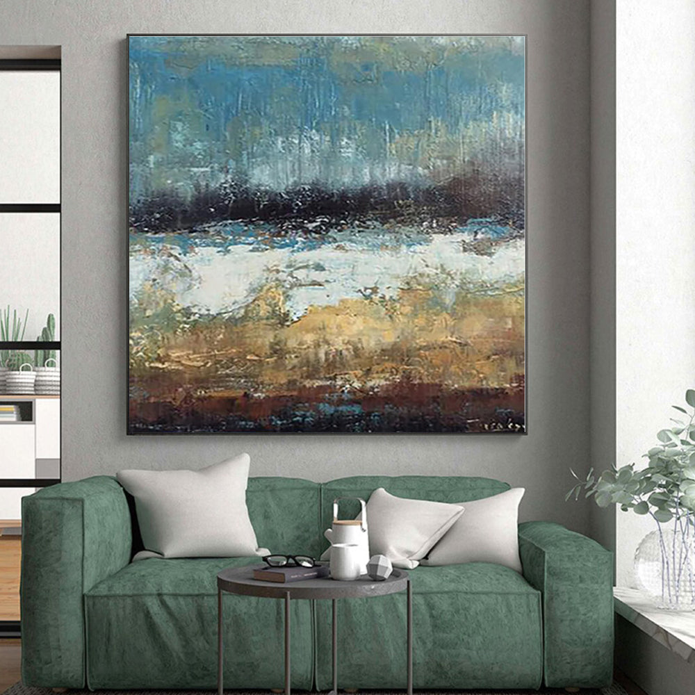 Super-Sized Bespoke Abstract Painting for Home Wine Cellar Barrel Racking Wall