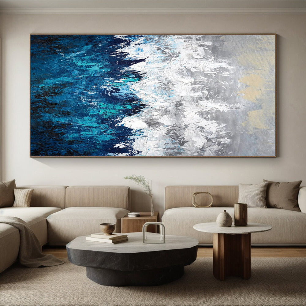 Monumental Custom Abstract Painting for Home Library Reading Nook Feature Walls