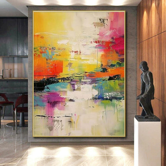 Huge Abstract Canvas for Basement Game Room Feature Wall