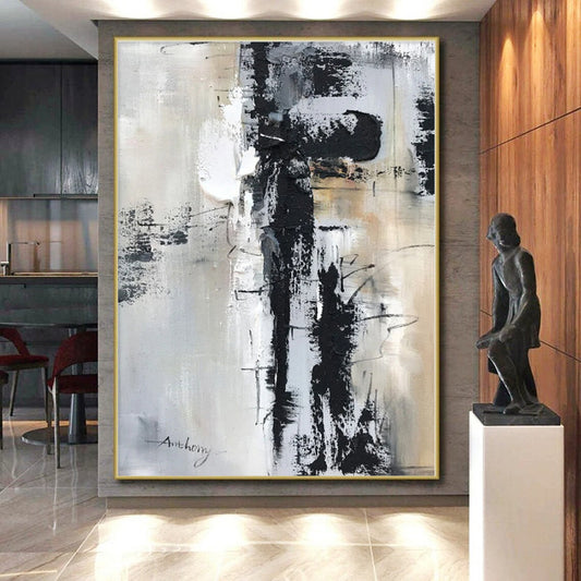 Large-Scale Custom Hand-Painted Abstract Canvas for Nursery Crib Feature Wall