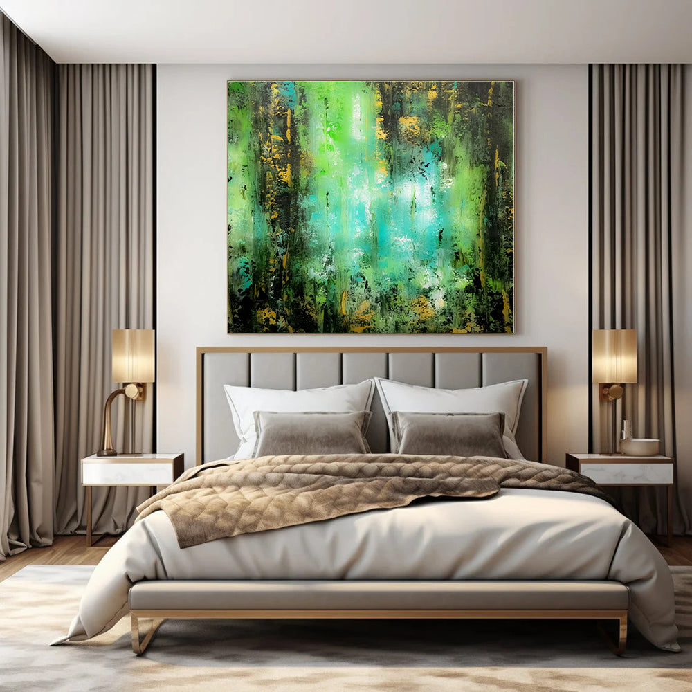 Large-Scale Hand-Painted Contemporary Abstract Canvas for Bedroom Murphy Bed Areas